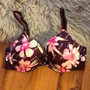 VS PINK Maroon Floral Bra